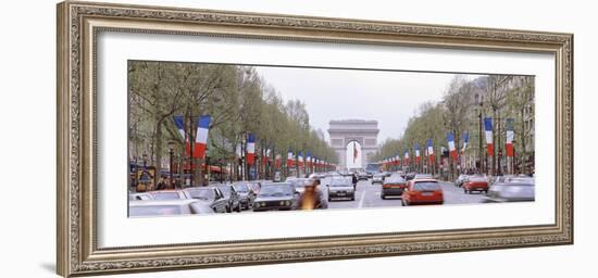 Traffic on a Road, Arc De Triomphe, Champs Elysees, Paris, France-null-Framed Photographic Print