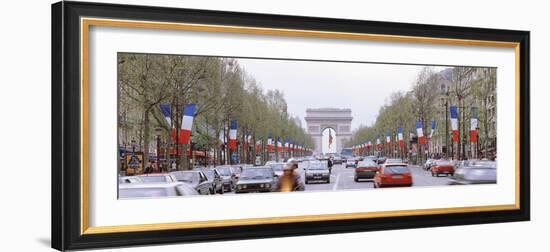 Traffic on a Road, Arc De Triomphe, Champs Elysees, Paris, France-null-Framed Photographic Print