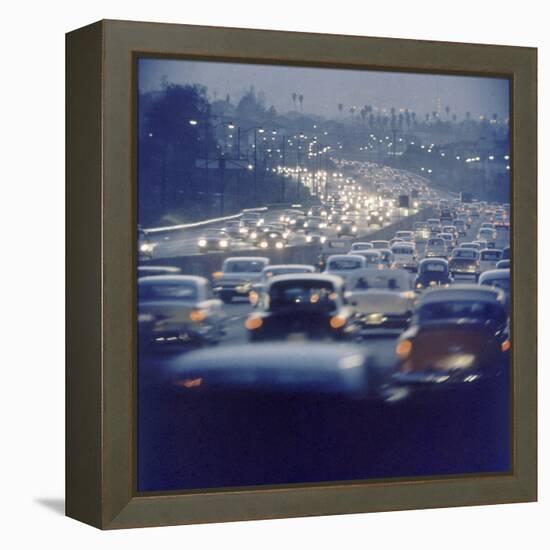 Traffic on Freeway in Los Angeles, California, 1959-Ralph Crane-Framed Premier Image Canvas