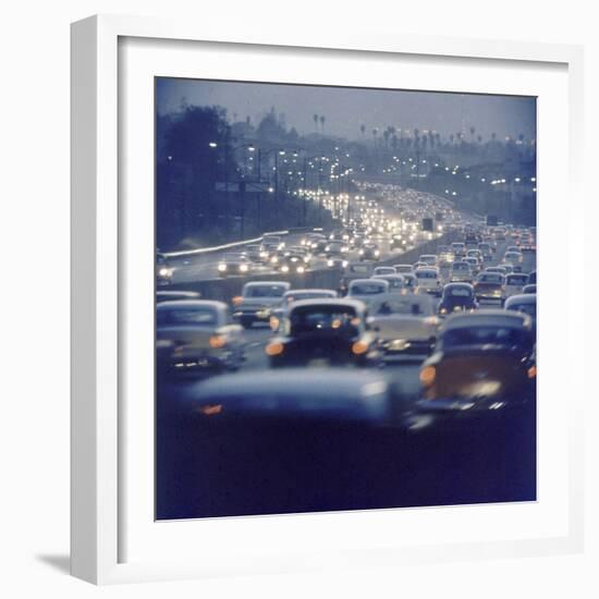 Traffic on Freeway in Los Angeles, California, 1959-Ralph Crane-Framed Photographic Print