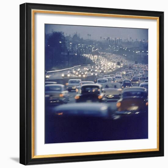 Traffic on Freeway in Los Angeles, California, 1959-Ralph Crane-Framed Photographic Print