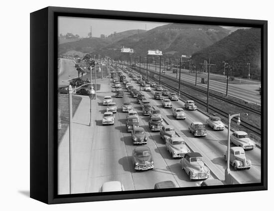 Traffic on Hollywood Freeway-Philip Gendreau-Framed Premier Image Canvas