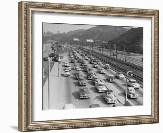 Traffic on Hollywood Freeway-Philip Gendreau-Framed Photographic Print