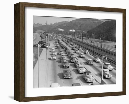 Traffic on Hollywood Freeway-Philip Gendreau-Framed Photographic Print