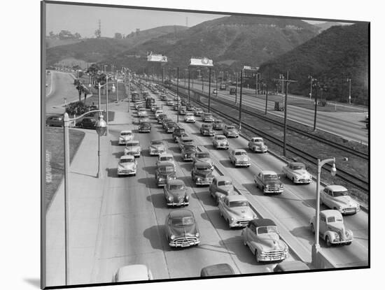 Traffic on Hollywood Freeway-Philip Gendreau-Mounted Photographic Print