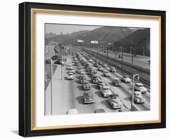 Traffic on Hollywood Freeway-Philip Gendreau-Framed Photographic Print