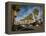 Traffic on Road with Palm Trees at the Roadside, South Palm Canyon Drive, Palm Springs-null-Framed Premier Image Canvas