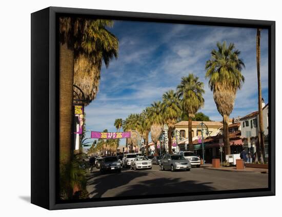 Traffic on Road with Palm Trees at the Roadside, South Palm Canyon Drive, Palm Springs-null-Framed Premier Image Canvas