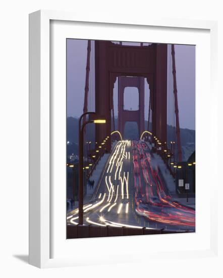 Traffic on the Golden Gate Bridge at Dusk, San Francisco, California, USA-Roy Rainford-Framed Photographic Print