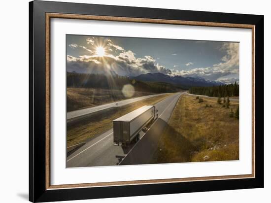 Traffic on Trans Canada Highway 1, Canadian Rockies, Banff National Park, UNESCO World Heritage Sit-Frank Fell-Framed Photographic Print