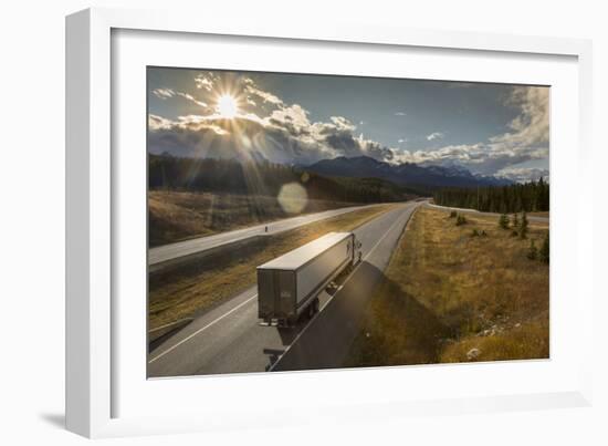 Traffic on Trans Canada Highway 1, Canadian Rockies, Banff National Park, UNESCO World Heritage Sit-Frank Fell-Framed Photographic Print