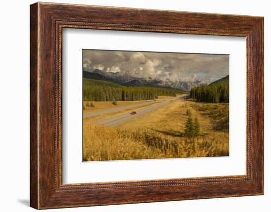 Traffic on Trans Canada Highway 1, Canadian Rockies, Banff National Park, UNESCO World Heritage Sit-Frank Fell-Framed Photographic Print