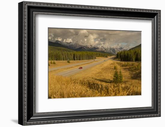 Traffic on Trans Canada Highway 1, Canadian Rockies, Banff National Park, UNESCO World Heritage Sit-Frank Fell-Framed Photographic Print