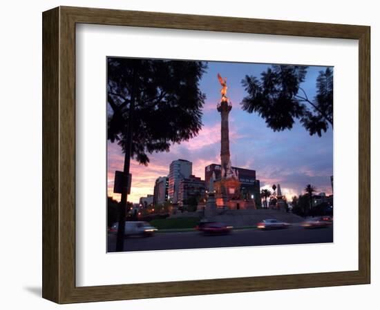 Traffic Passes by the Angel of Independence Monument in the Heart of Mexico City-John Moore-Framed Photographic Print