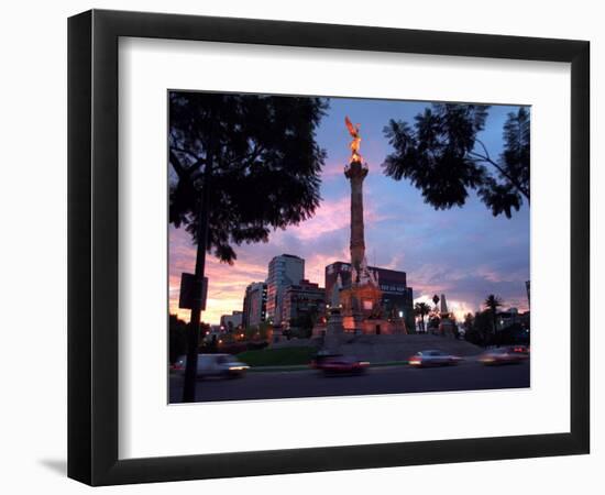 Traffic Passes by the Angel of Independence Monument in the Heart of Mexico City-John Moore-Framed Photographic Print