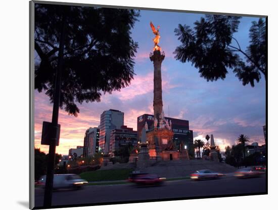 Traffic Passes by the Angel of Independence Monument in the Heart of Mexico City-John Moore-Mounted Photographic Print