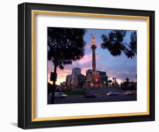 Traffic Passes by the Angel of Independence Monument in the Heart of Mexico City-John Moore-Framed Photographic Print