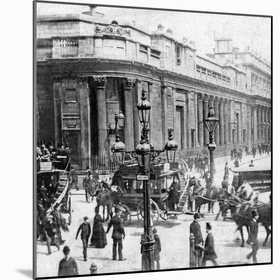 Traffic Passing the Bank of England, London, C Late 19th Century-null-Mounted Photographic Print