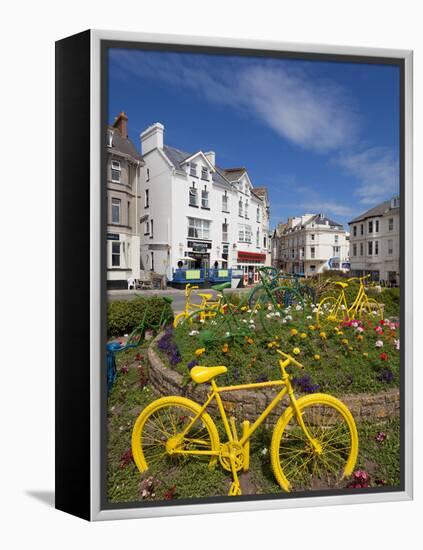 Traffic Roundabout with Painted Bicycles, Seaton, Devon Heritage Coast, Devon, England, UK, Europe-Neale Clarke-Framed Premier Image Canvas