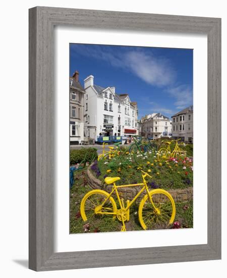 Traffic Roundabout with Painted Bicycles, Seaton, Devon Heritage Coast, Devon, England, UK, Europe-Neale Clarke-Framed Photographic Print