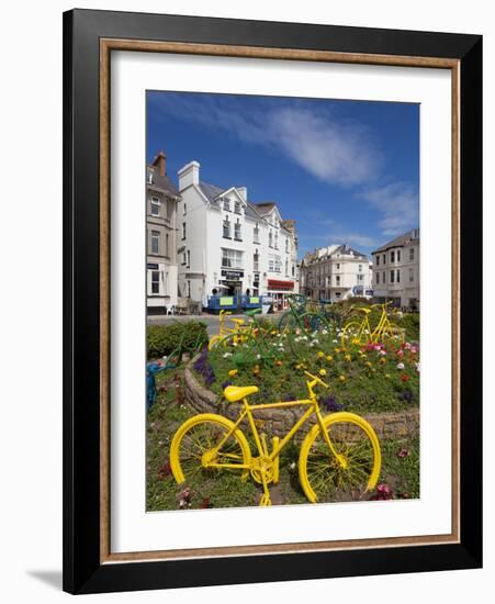 Traffic Roundabout with Painted Bicycles, Seaton, Devon Heritage Coast, Devon, England, UK, Europe-Neale Clarke-Framed Photographic Print