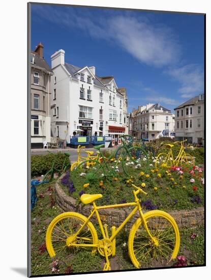 Traffic Roundabout with Painted Bicycles, Seaton, Devon Heritage Coast, Devon, England, UK, Europe-Neale Clarke-Mounted Photographic Print