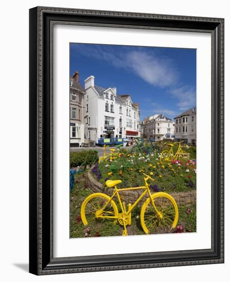 Traffic Roundabout with Painted Bicycles, Seaton, Devon Heritage Coast, Devon, England, UK, Europe-Neale Clarke-Framed Photographic Print