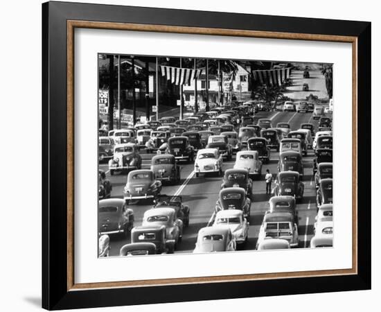 Traffic Traveling on Figueroa and Sunset Street-Loomis Dean-Framed Photographic Print