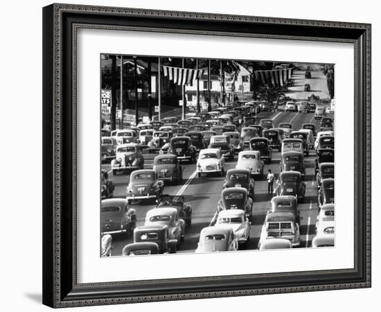 Traffic Traveling on Figueroa and Sunset Street-Loomis Dean-Framed Photographic Print