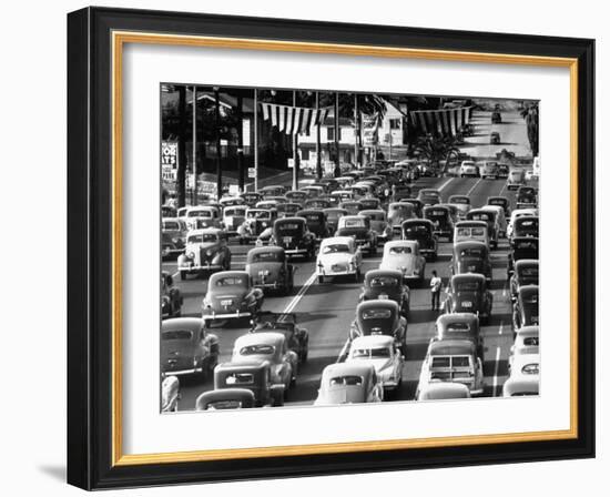 Traffic Traveling on Figueroa and Sunset Street-Loomis Dean-Framed Photographic Print