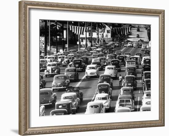 Traffic Traveling on Figueroa and Sunset Street-Loomis Dean-Framed Photographic Print