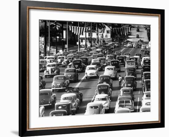 Traffic Traveling on Figueroa and Sunset Street-Loomis Dean-Framed Photographic Print