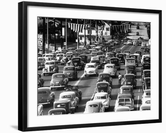 Traffic Traveling on Figueroa and Sunset Street-Loomis Dean-Framed Photographic Print