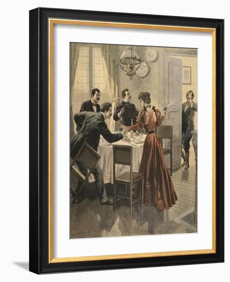 Tragic End to a Lunch, Illustration from 'Le Petit Journal: Supplement Illustre' 18th December 1898-French-Framed Giclee Print