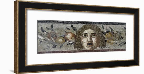 Tragic Mask and Festoon of Flowers and Fruit, Mosaic from Roman Villa in Rabat, Morocco BC-null-Framed Giclee Print