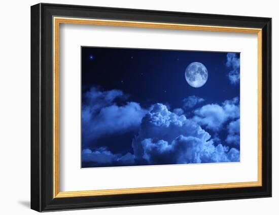 Tragic Night Sky with A Full Moon-korionov-Framed Photographic Print