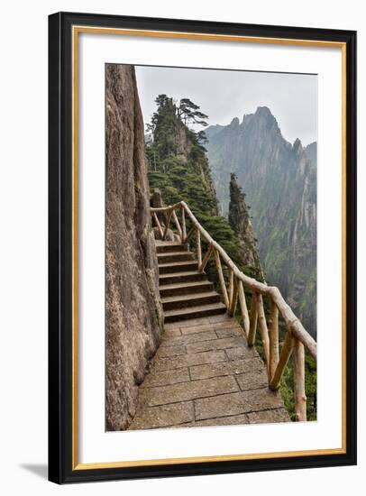 Trail in Fog, Yellow Mountains a UNESCO World Heritage Site-Darrell Gulin-Framed Photographic Print