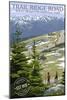 Trail Ridge Road - Rocky Mountain National Park - Rubber Stamp-Lantern Press-Mounted Art Print