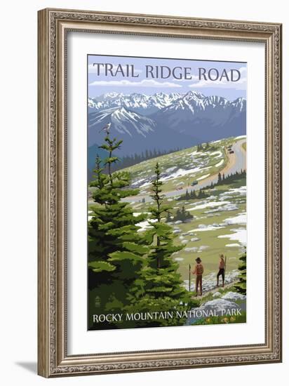 Trail Ridge Road - Rocky Mountain National Park-Lantern Press-Framed Premium Giclee Print