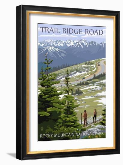 Trail Ridge Road - Rocky Mountain National Park-Lantern Press-Framed Premium Giclee Print