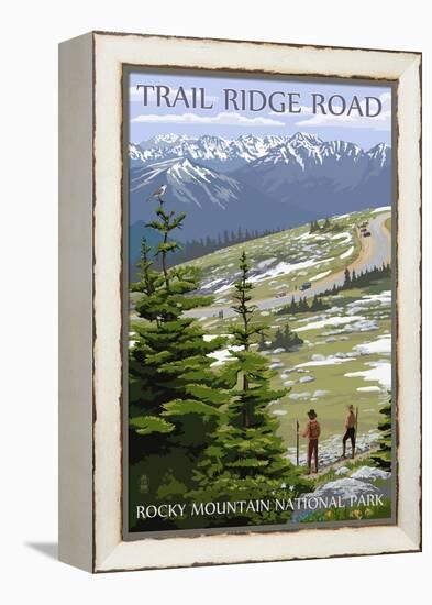 Trail Ridge Road - Rocky Mountain National Park-Lantern Press-Framed Stretched Canvas