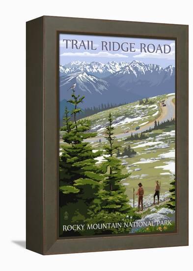 Trail Ridge Road - Rocky Mountain National Park-Lantern Press-Framed Stretched Canvas