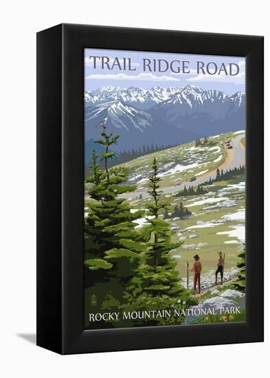 Trail Ridge Road - Rocky Mountain National Park-Lantern Press-Framed Stretched Canvas