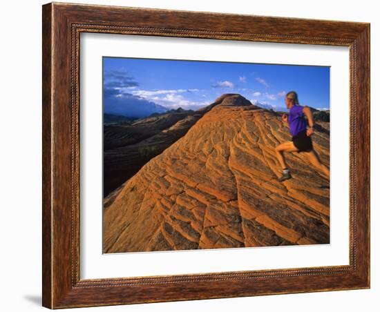 Trail Run Snow Canyon Near St. George, Utah, USA-Chuck Haney-Framed Photographic Print