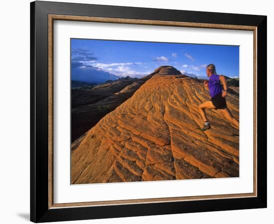 Trail Run Snow Canyon Near St. George, Utah, USA-Chuck Haney-Framed Photographic Print