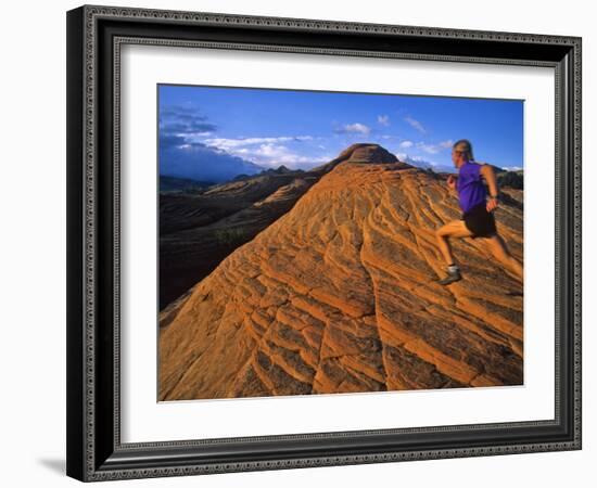 Trail Run Snow Canyon Near St. George, Utah, USA-Chuck Haney-Framed Photographic Print