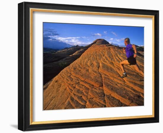 Trail Run Snow Canyon Near St. George, Utah, USA-Chuck Haney-Framed Photographic Print