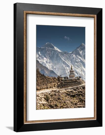Trail through Khumbu Valley with Mt. Everest in background.-Lee Klopfer-Framed Photographic Print