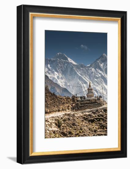 Trail through Khumbu Valley with Mt. Everest in background.-Lee Klopfer-Framed Photographic Print