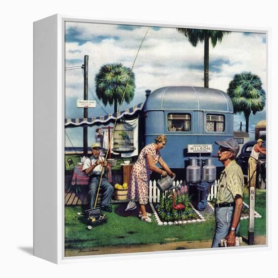 "Trailer Park Garden", February 2, 1952-Stevan Dohanos-Framed Premier Image Canvas